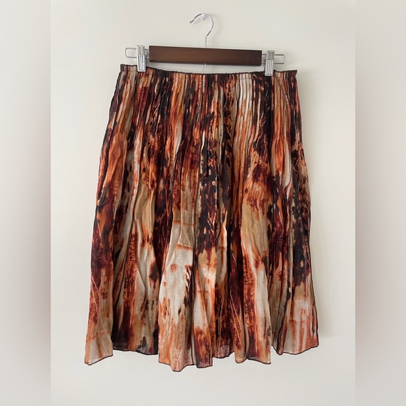 Sunny Leigh Dresses & Skirts - Vintage Silk Cotton Boho Skirt Abstract Tie Dye Earth Tone Indie Festival Skirt